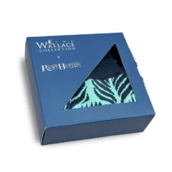 Rory Hutton Peacock Cotton Socks Blue -Boutique De Cadeaux RHsockpeacockblueboxthreequarter