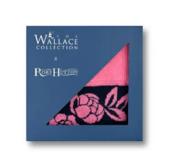 Rory Hutton Rose Cotton Socks Navy/Pink -Boutique De Cadeaux RHsockrosebox