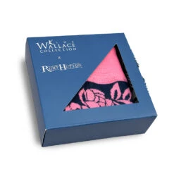 Rory Hutton Rose Cotton Socks Navy/Pink -Boutique De Cadeaux RHsockroseboxthreequarter