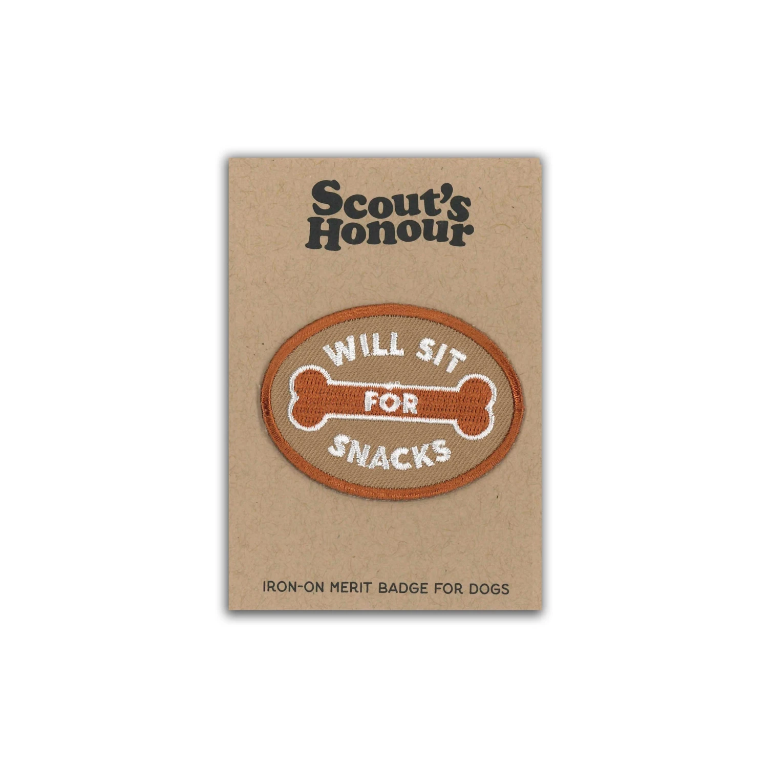 Will Sit For Snacks Iron On Badge 3 Will Sit For Snacks Iron On Badge